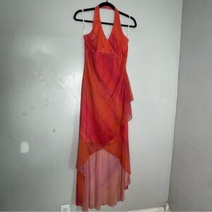 Vtg 90s Y2K  Maxi Halter Dress Glitter Whimsigoth Asymmetrical‎ Fairy Grunge